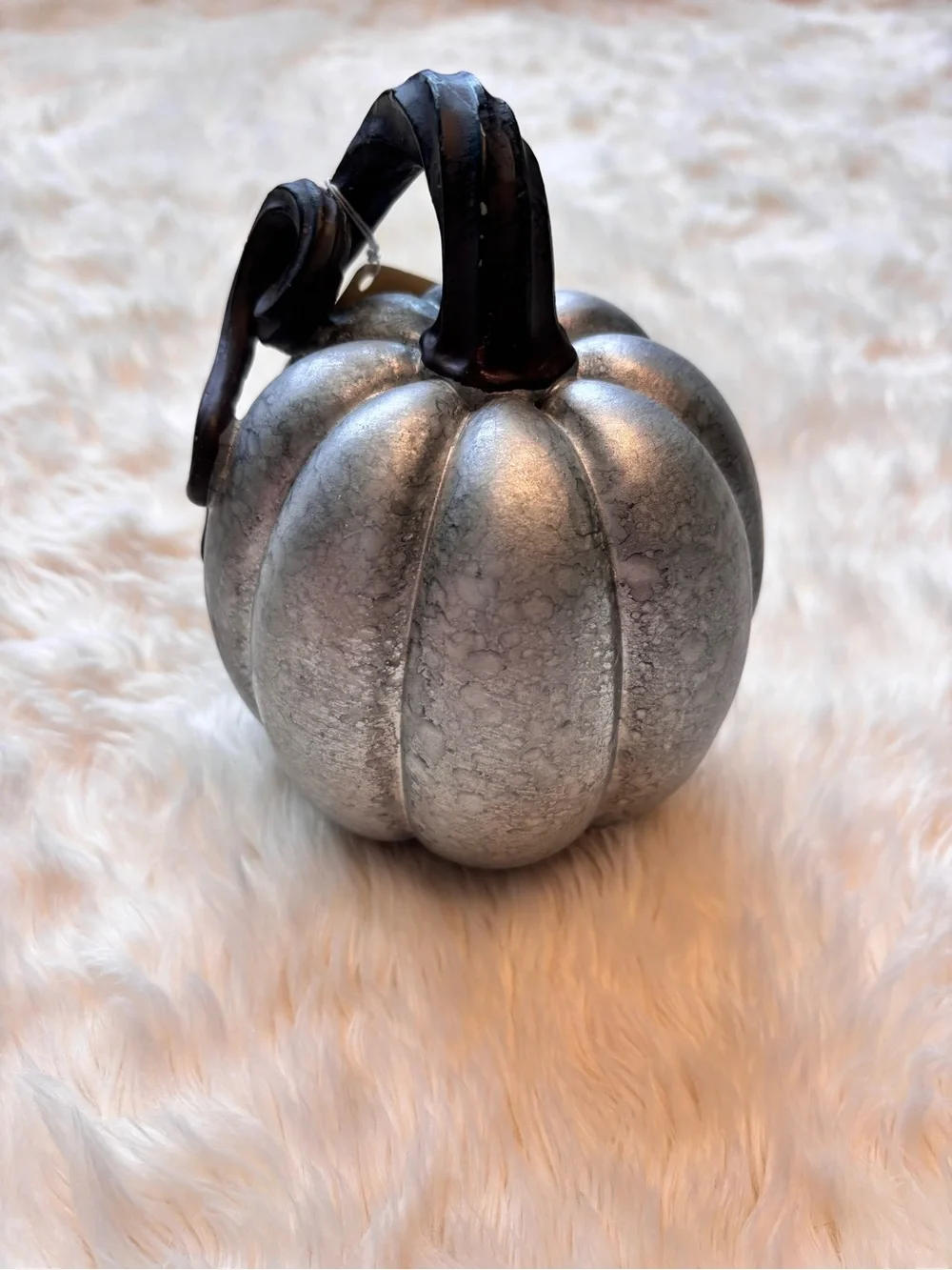 NWT Robert Stanley Silver Metallic Decorative Fall Halloween Pumpkin Set